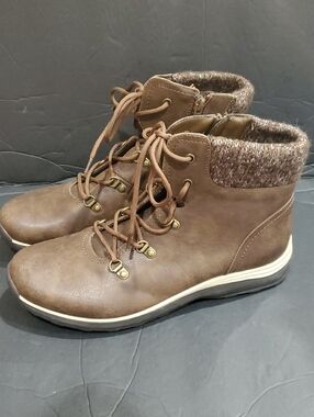 Baretraps brown knit ankle cuff‎ lace up rugged boots size 11 brand new
